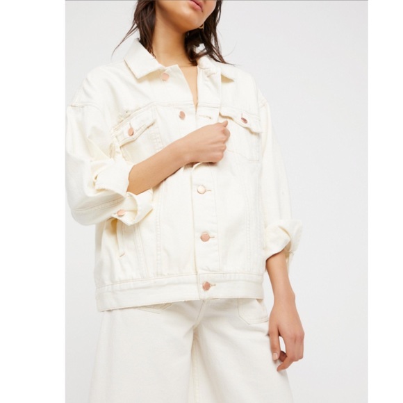 cream oversized denim jacket